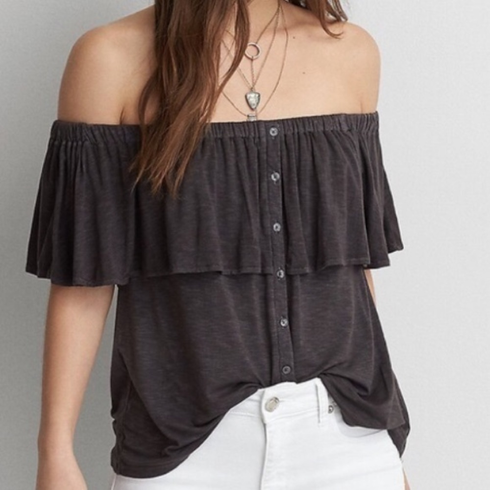 American Eagle ruffled off the shoulder top